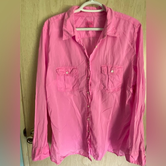 GAP Tops - GAP Fitted Boyfriend Shirt Neon Pink XL